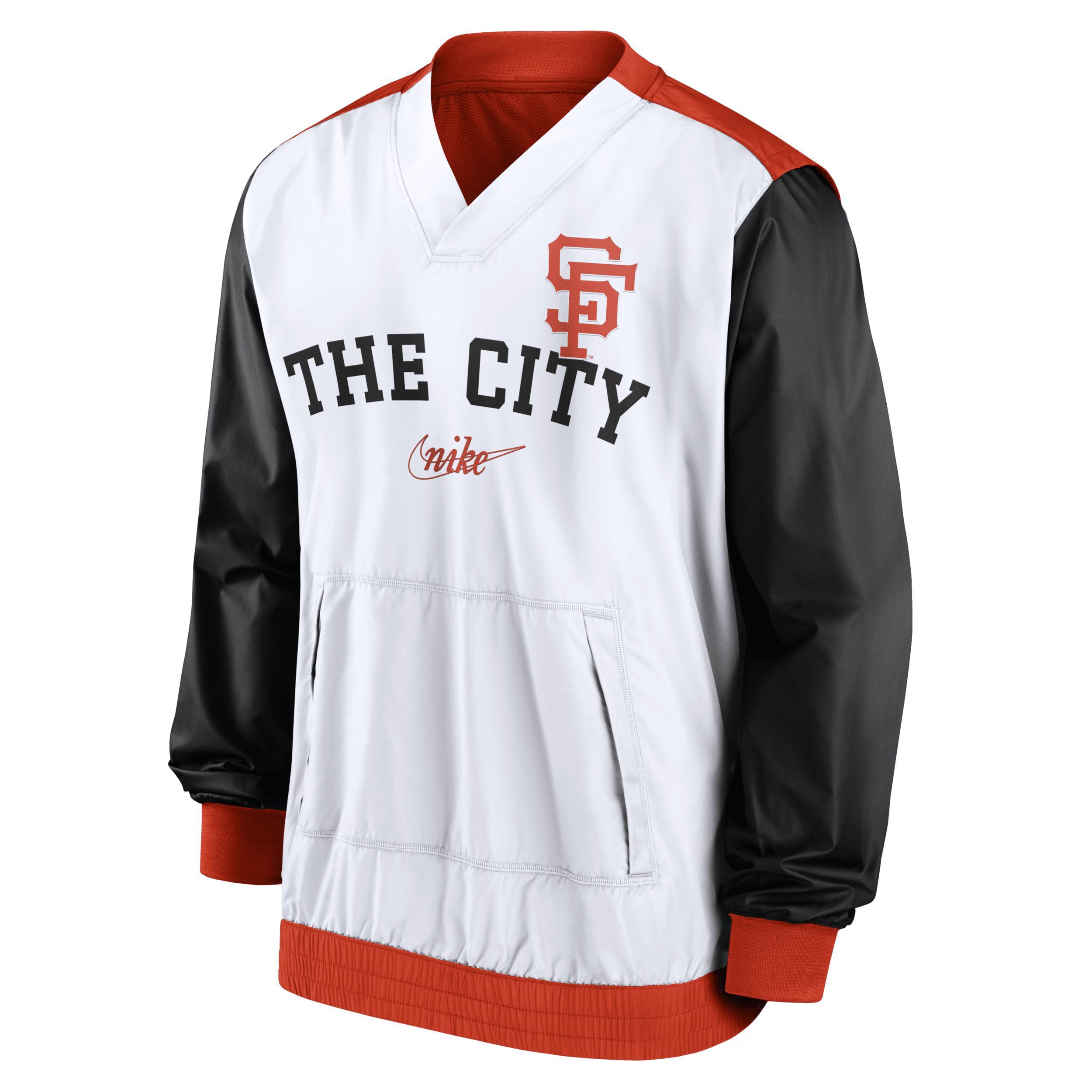 Mens Nike /Orange San Francisco Giants Rewind Warmup V-Neck Pullover Jacket Product Image