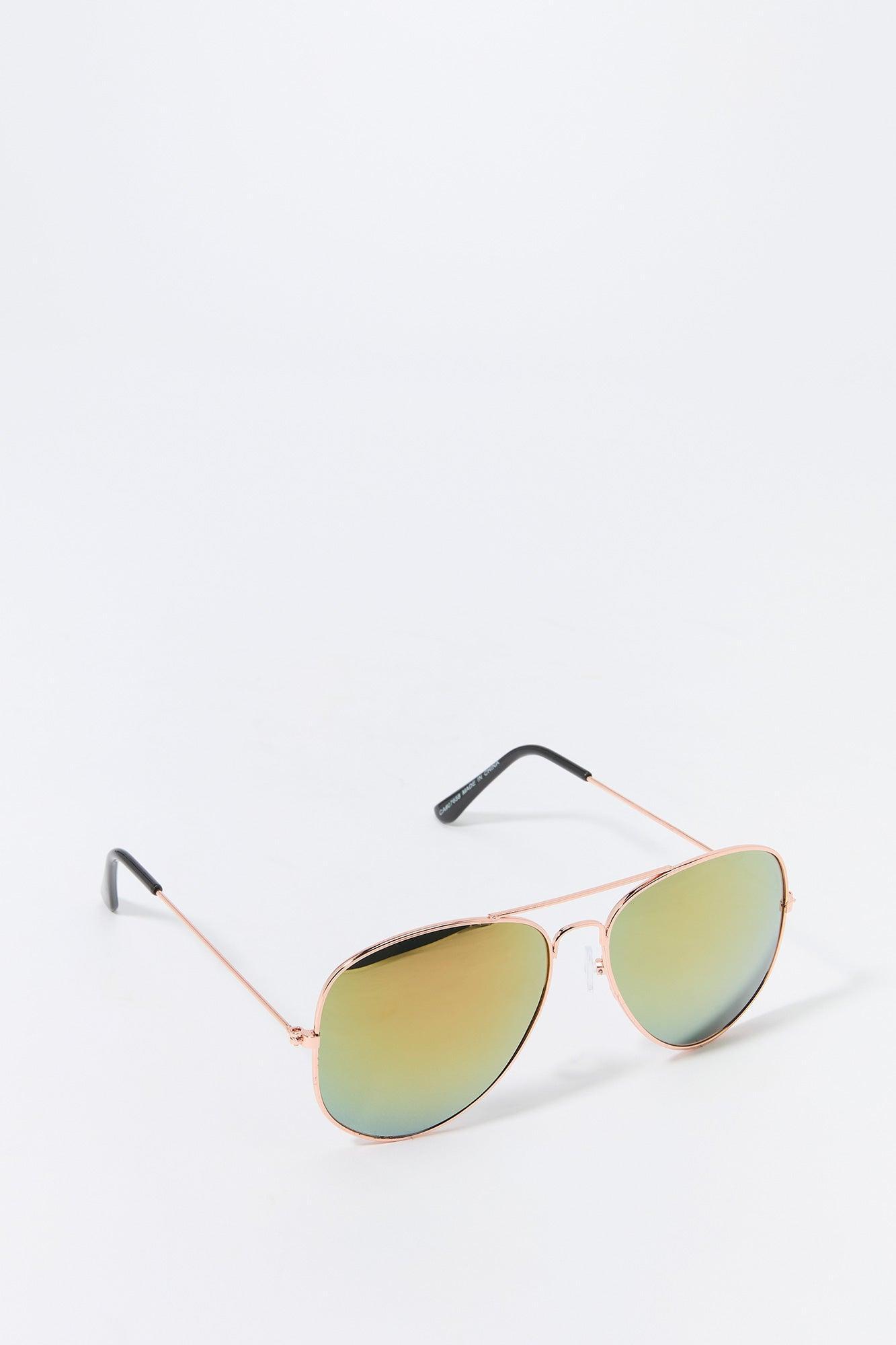 Rose Gold Aviator Sunglasses Male Product Image