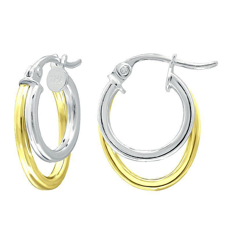 Aleure Precioso Sterling Silver Double Oval Hoop Earrings, Womens, Gold Product Image