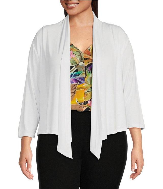 Karen Kane Plus Size Calli Shawl Collar Bracelet Length Sleeve Drape Open-Front Cardigan Product Image