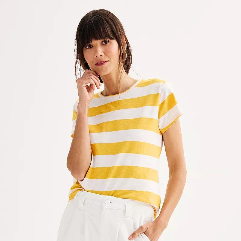 Womens Sonoma Goods For Life Short-Sleeve Crew Tee Ivory Stripe Product Image