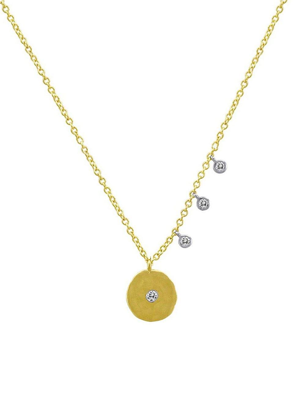 Meira T Hammered Disc Diamond Pendant Necklace Product Image