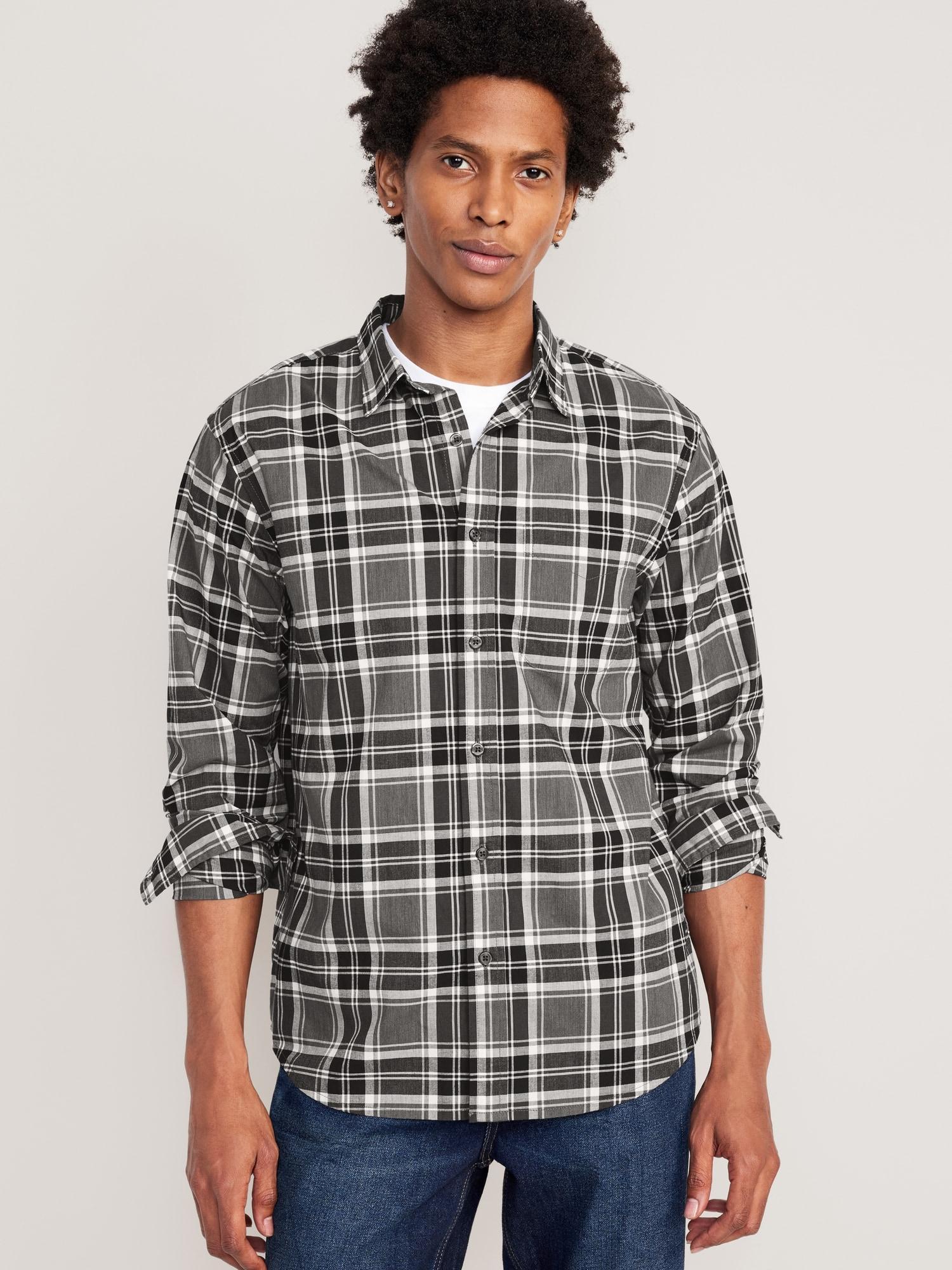 Old Navy Regular-Fit Built-In Flex Everyday Shirt for Men - Grey/Black Plaid - male - Size: XL Product Image