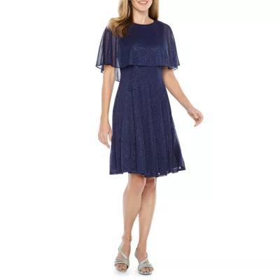 J Taylor Short Sleeve Fit + Flare Dress product image