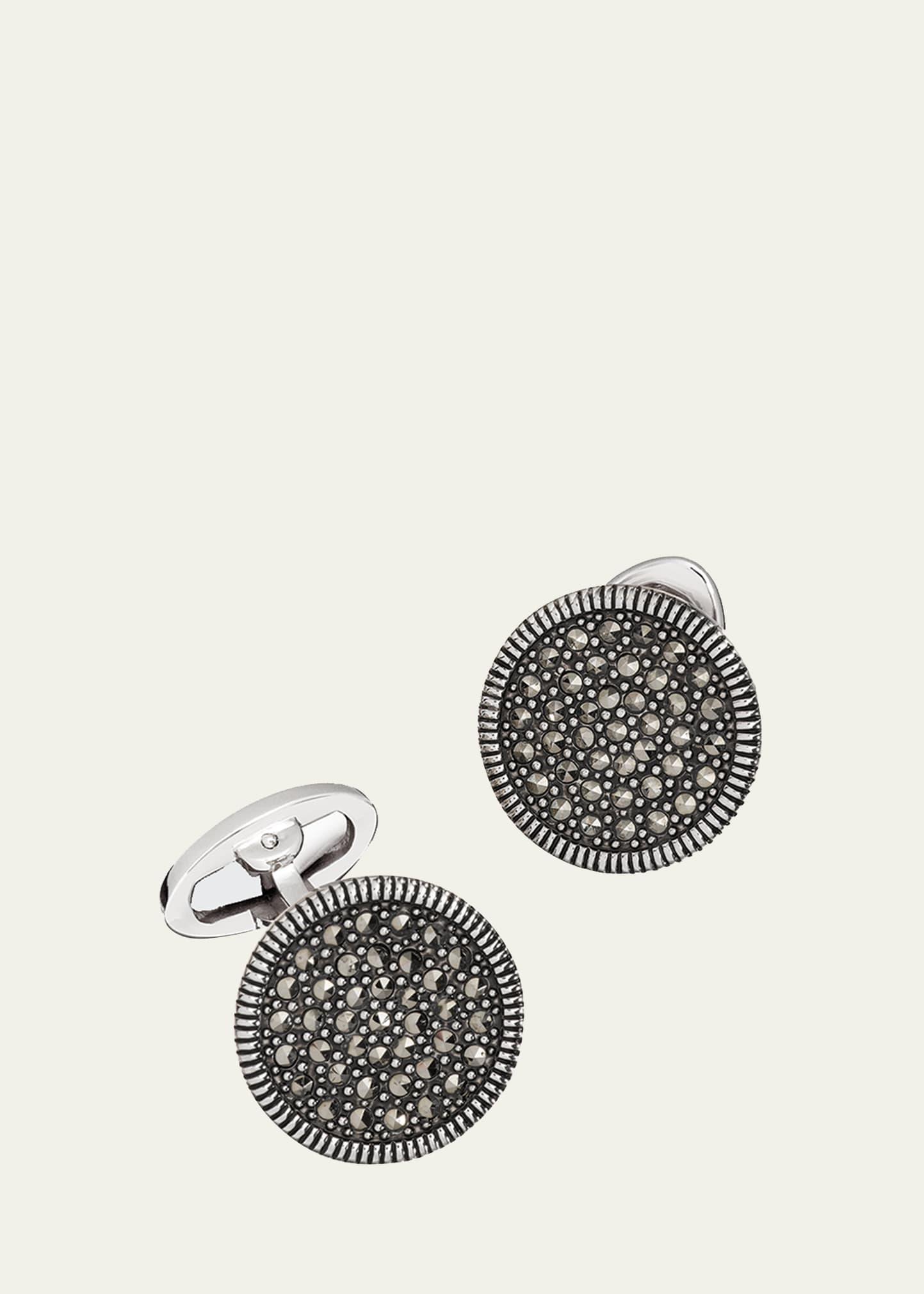 Mens Round Marcasite Cufflinks Product Image