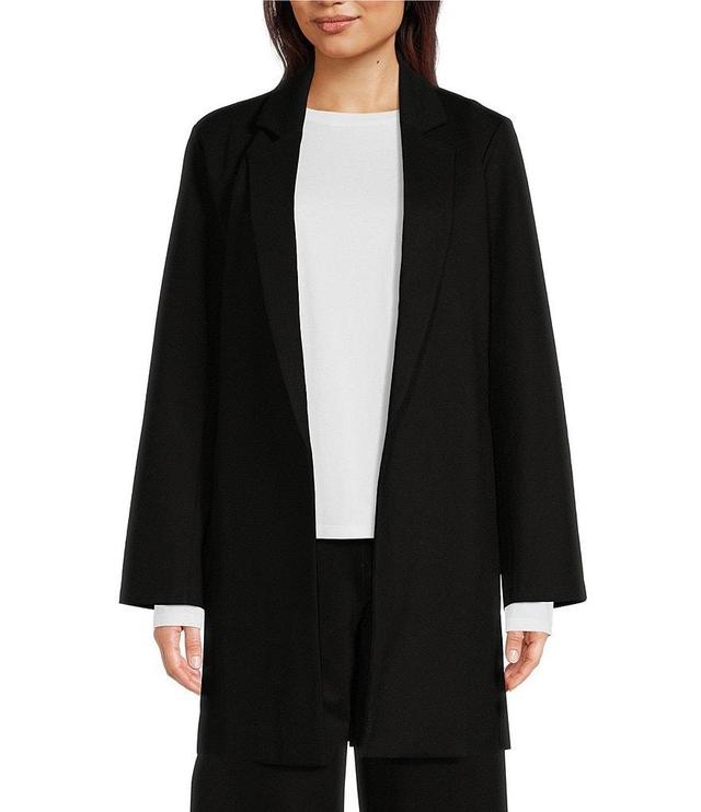 Eileen Fisher Washable Flex Ponte Double Knit Notch Lapel Neck Long Sleeve Pocketed Open Front Long Blazer Product Image