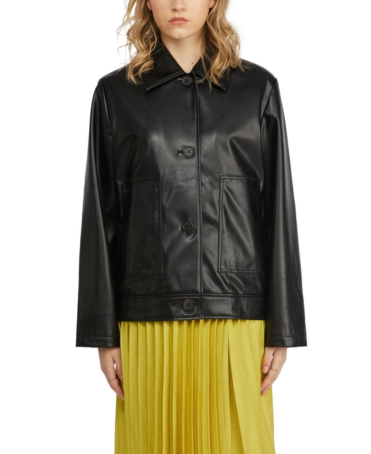 Nvlt Womens Faux Leather Button Opened Jacket Product Image