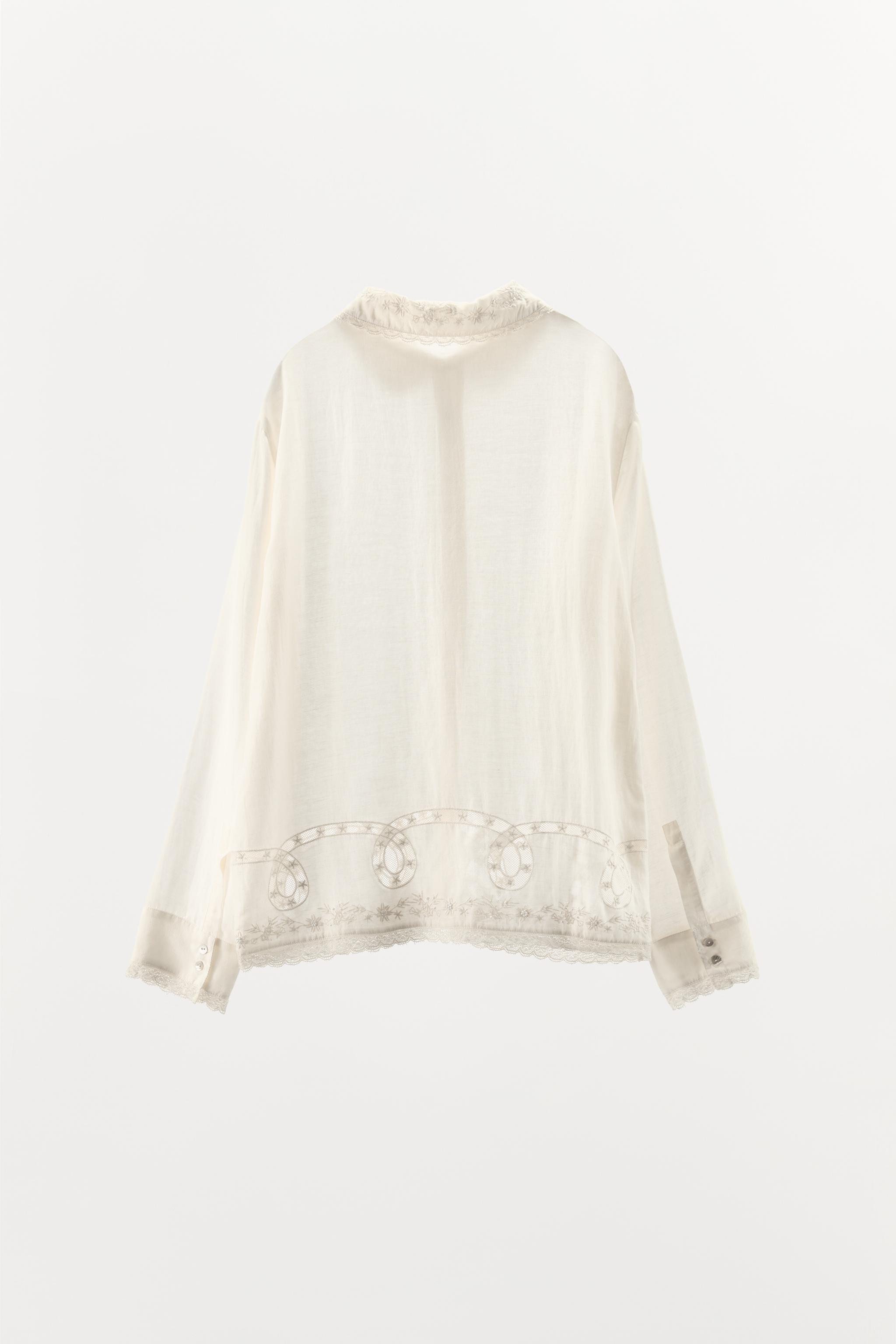 BEADED EMBROIDERED LACE SHIRT Product Image