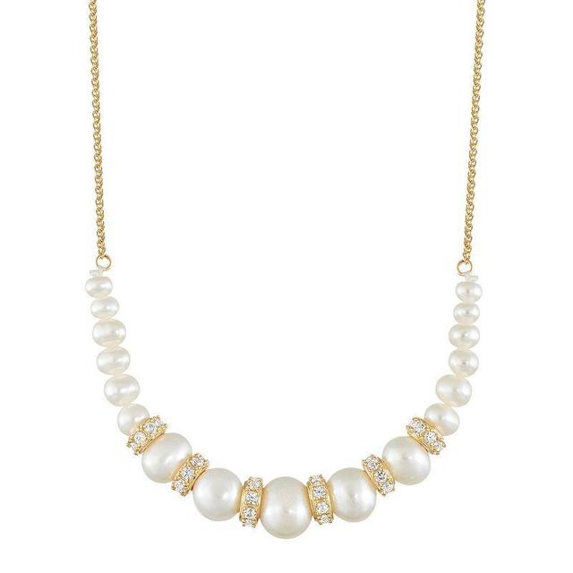 18K Gold Plated Sterling Silver Freshwater Cultured Pearl Graduated Necklace, Womens Product Image