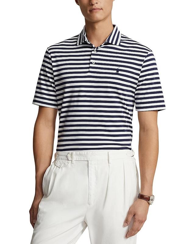 Polo Ralph Lauren Cotton Interlock Stripe Classic Fit Polo Shirt Product Image