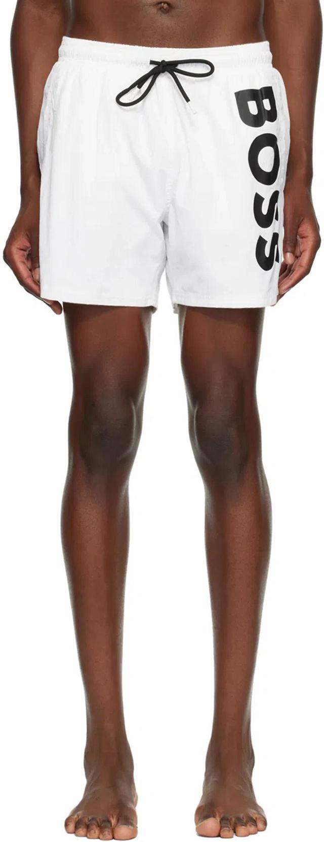 HUGO BOSS Logo-print Swim Shorts In White Product Image