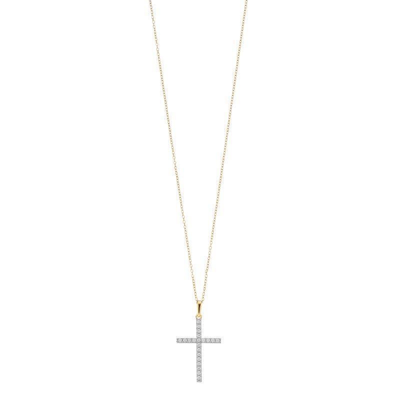 Diamond Brilliance 1/4 Carat T.W. Lab-Created Diamond Cross Pendant Necklace, Womens, Yellow Tone Product Image