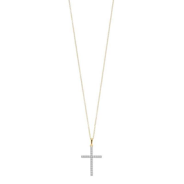 Diamond Brilliance 1/4 Carat T.W. Lab-Created Diamond Cross Pendant Necklace, Womens, Yellow Product Image