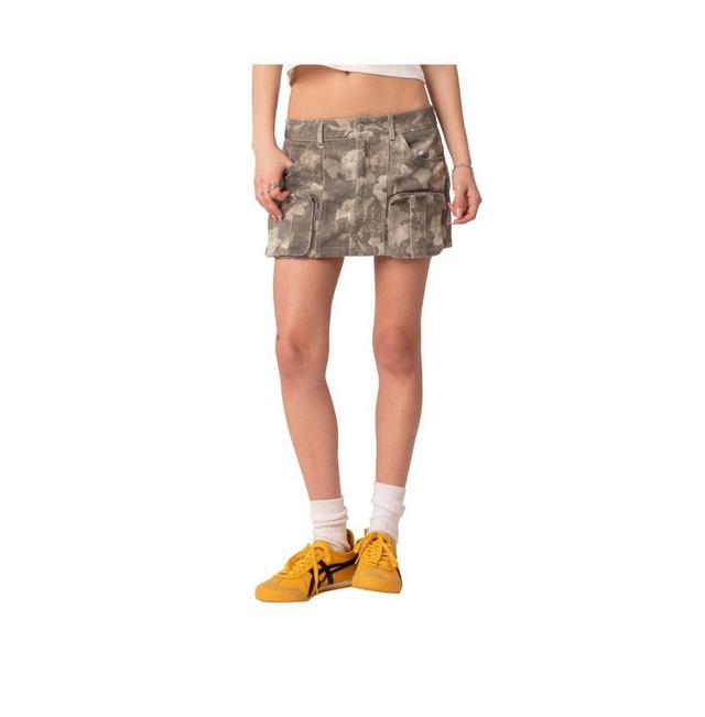 EDIKTED Camo Cotton Cargo Miniskirt Product Image