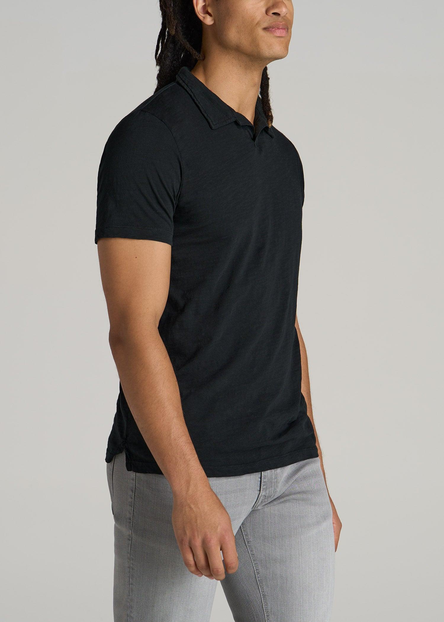 Slub Men's Tall Polo Shirt in Black Product Image