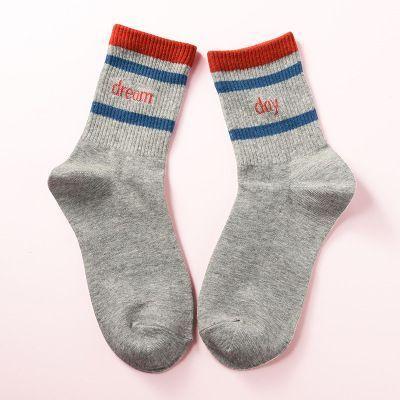 Contrast Trim Lettering Socks Product Image