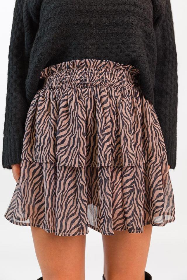 Breezy In Wild Over You Black and Tan Tiered Zebra Skort Product Image