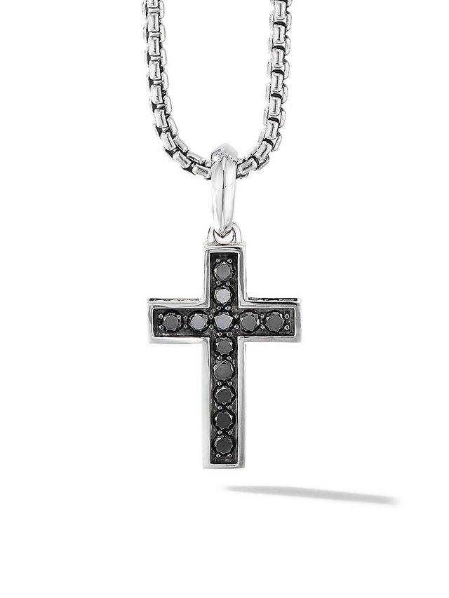 David Yurman Sterling Silver Cross Pendant with Pave Black Diamonds Product Image