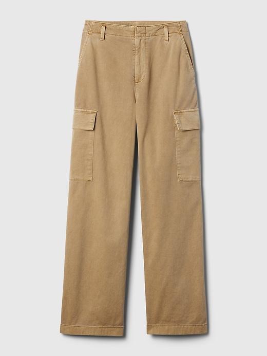 Mid Rise Loose Khaki Cargo Pants Product Image