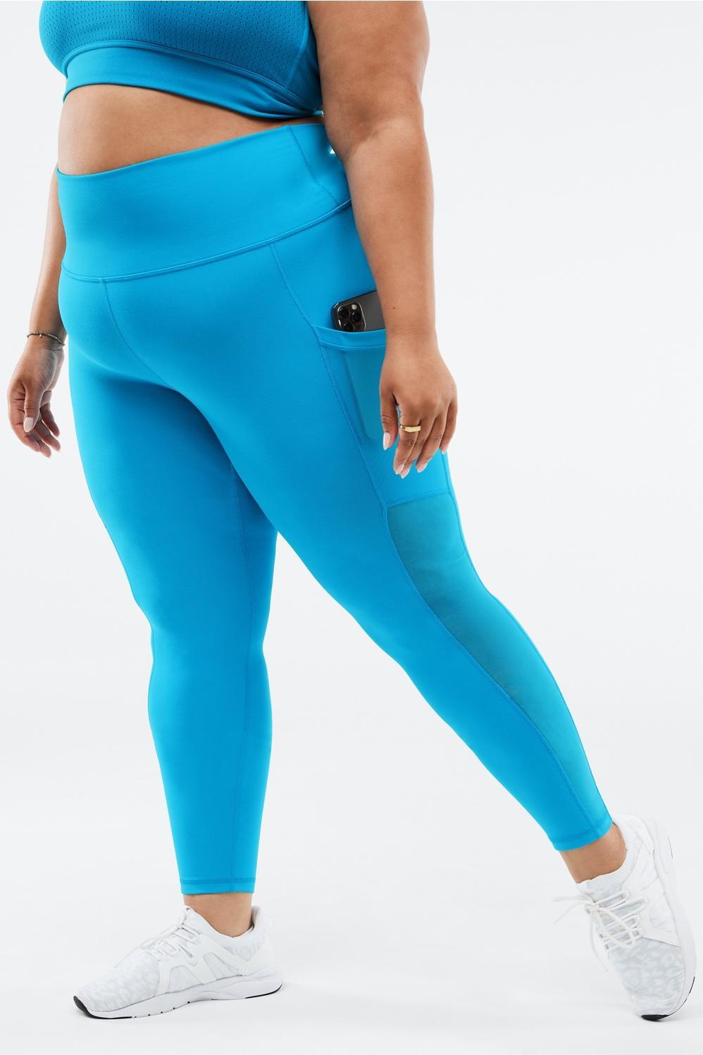 Fabletics On-the-Go High-Waisted Mesh Legging Womens blue plus Size 4X Product Image