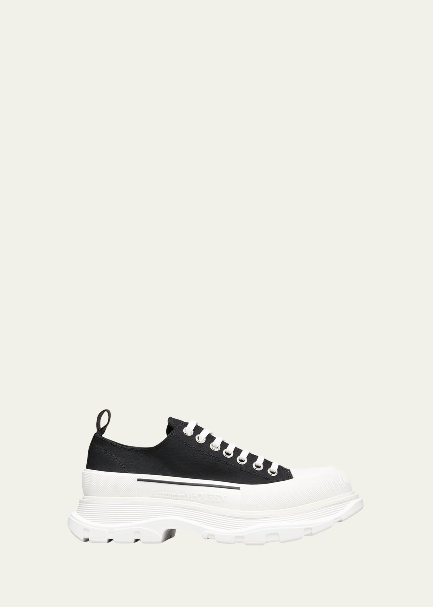 Alexander McQueen Men's Tread Slick Two-Tone Fabric Sneakers - Size: 40 EU (7D US) - BLACK/WHITE Product Image