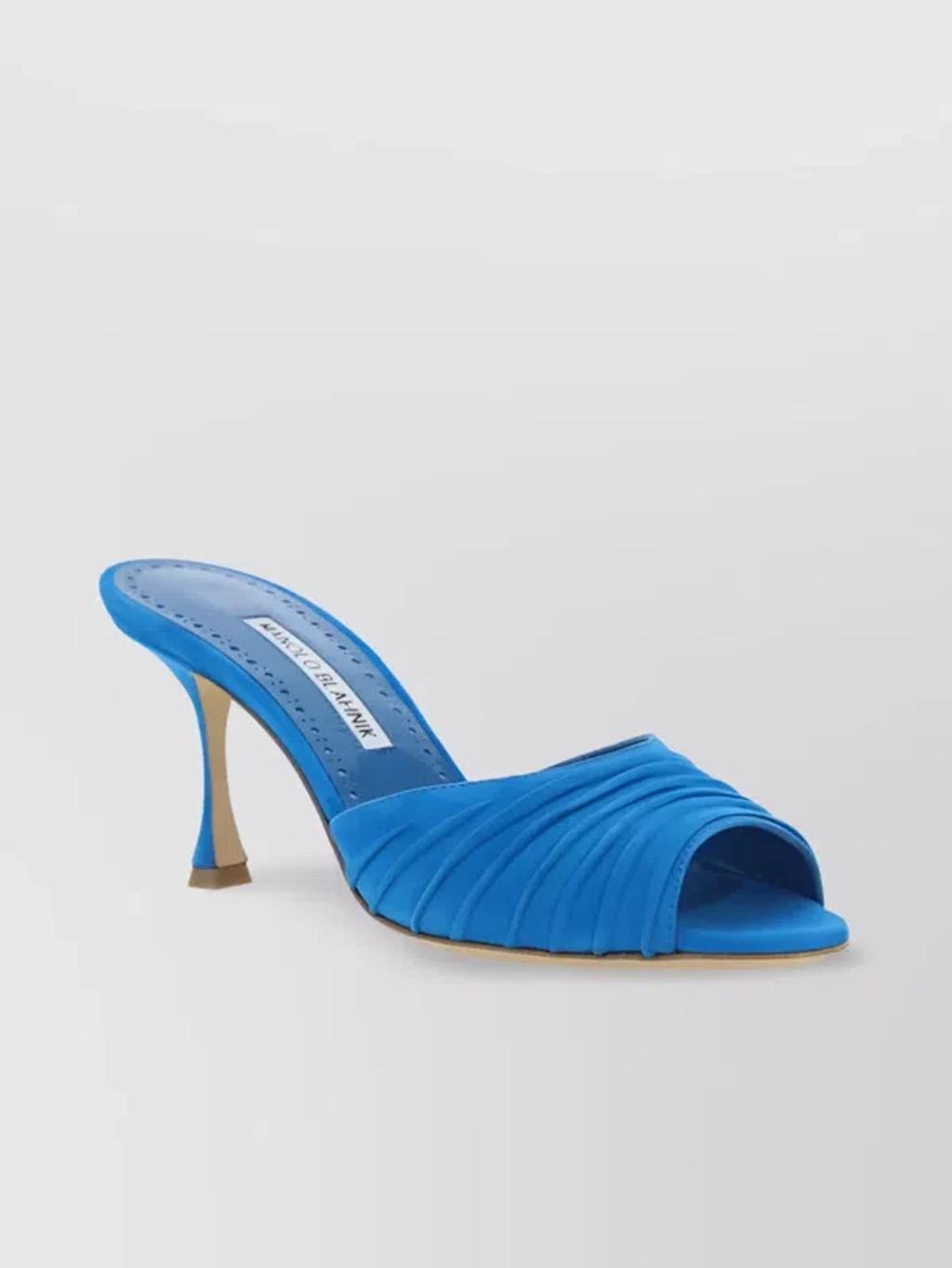 Blue Pirua 70 Ruched Mules In Bblu Product Image