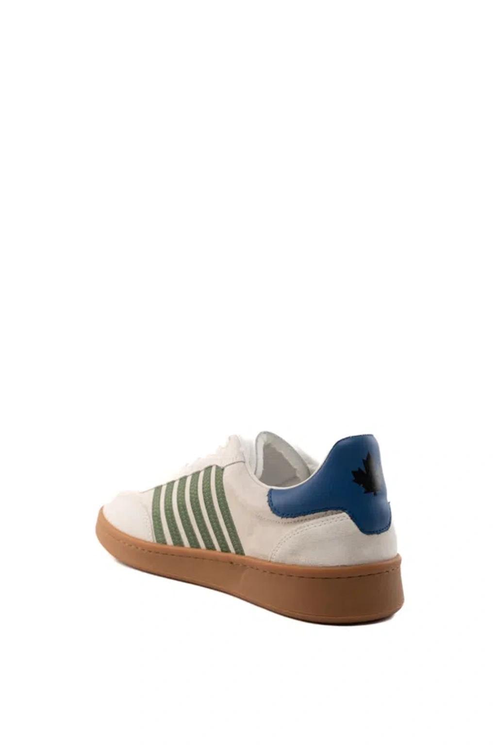 DSQUARED2 Leather Boxer Sneaker In Whitegreenlightblue Product Image