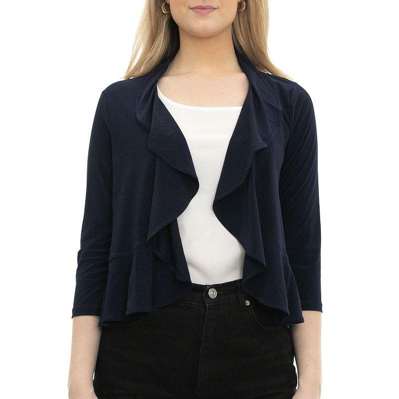 Womens Nina Leonard Chiffon-Back Ruffle Bolero Blue Product Image