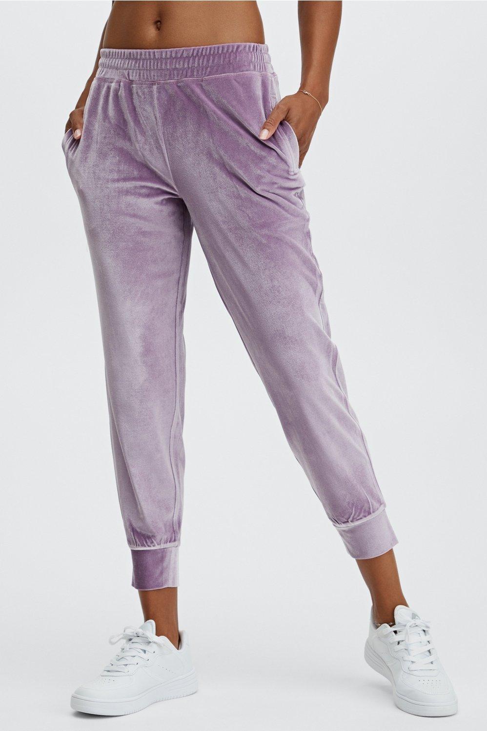 Fabletics Luxe Velour Jogger Womens purple plus Size 2X Product Image