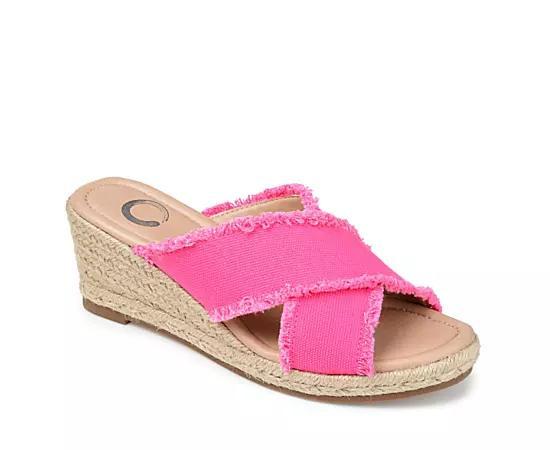 Journee Collection Shanni Womens Wedge Sandals Pink Product Image