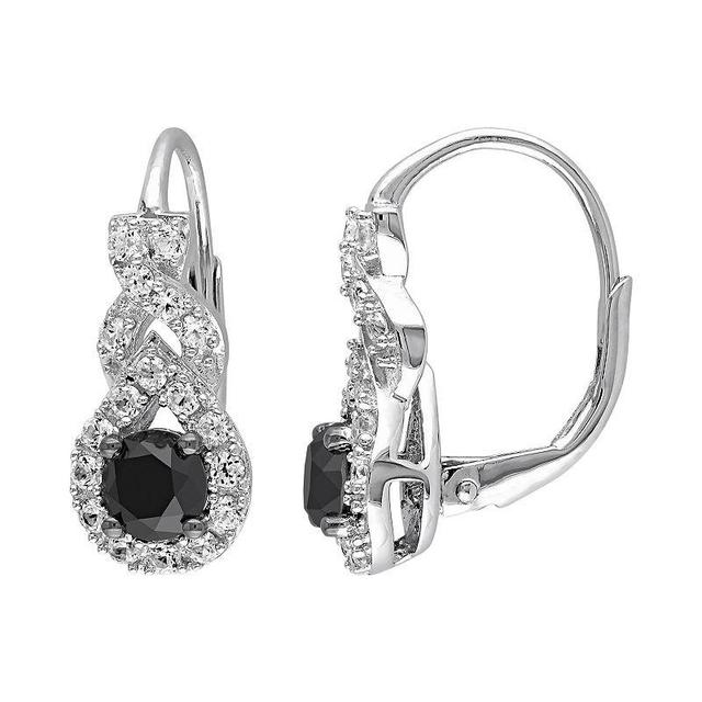 Stella Grace 1 Carat T.W. Black Diamond & Lab-Created White Sapphire Sterling Silver Twist Drop Earrings, Womens Product Image