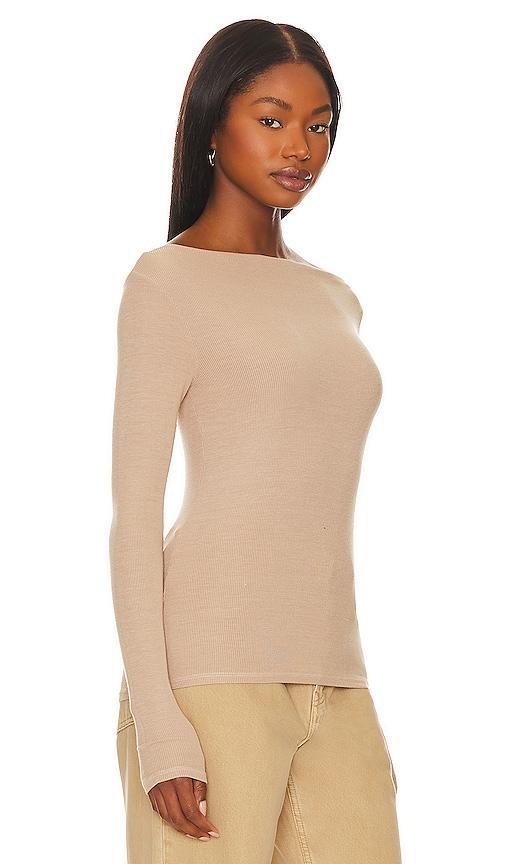 Enza Costa Silk Knit Boat Neck in Beige. - size XL (also in L, M, S, XS) Product Image