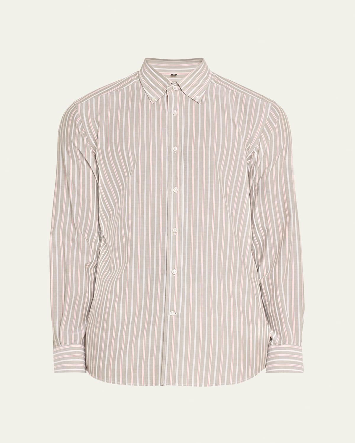 Mens Linen-Cotton Multi-Stripe Sport Shirt Product Image