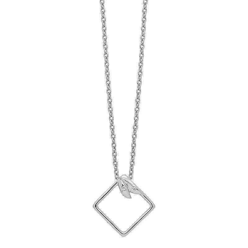 White Ice Sterling Silver Diamond Accent Square Necklace, Womens Product Image