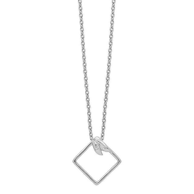 White Ice Sterling Silver Diamond Accent Square Necklace, Womens Product Image