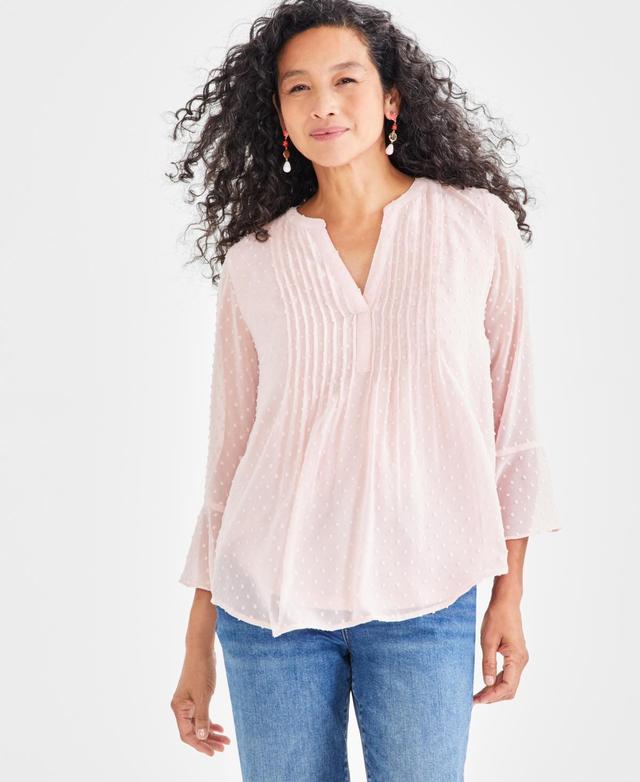 Style & Co Womens Textured Pintuck Ruffle Sleeve Top, Regular & Petite, Created for Macys Product Image