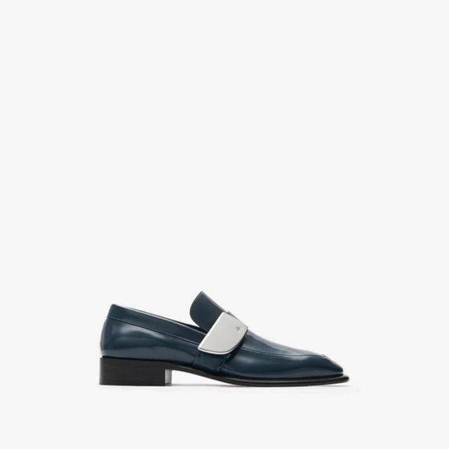 BURBERRY Leather Shield Loafers In Lake Product Image