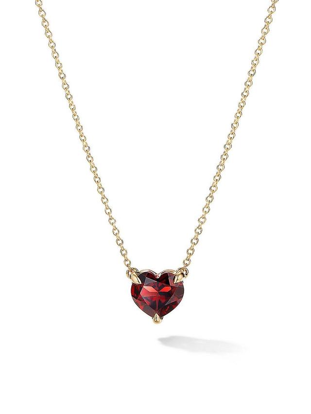 Womens Chatelaine Heart Pendant Necklace in 18K Yellow Gold with Garnet Product Image