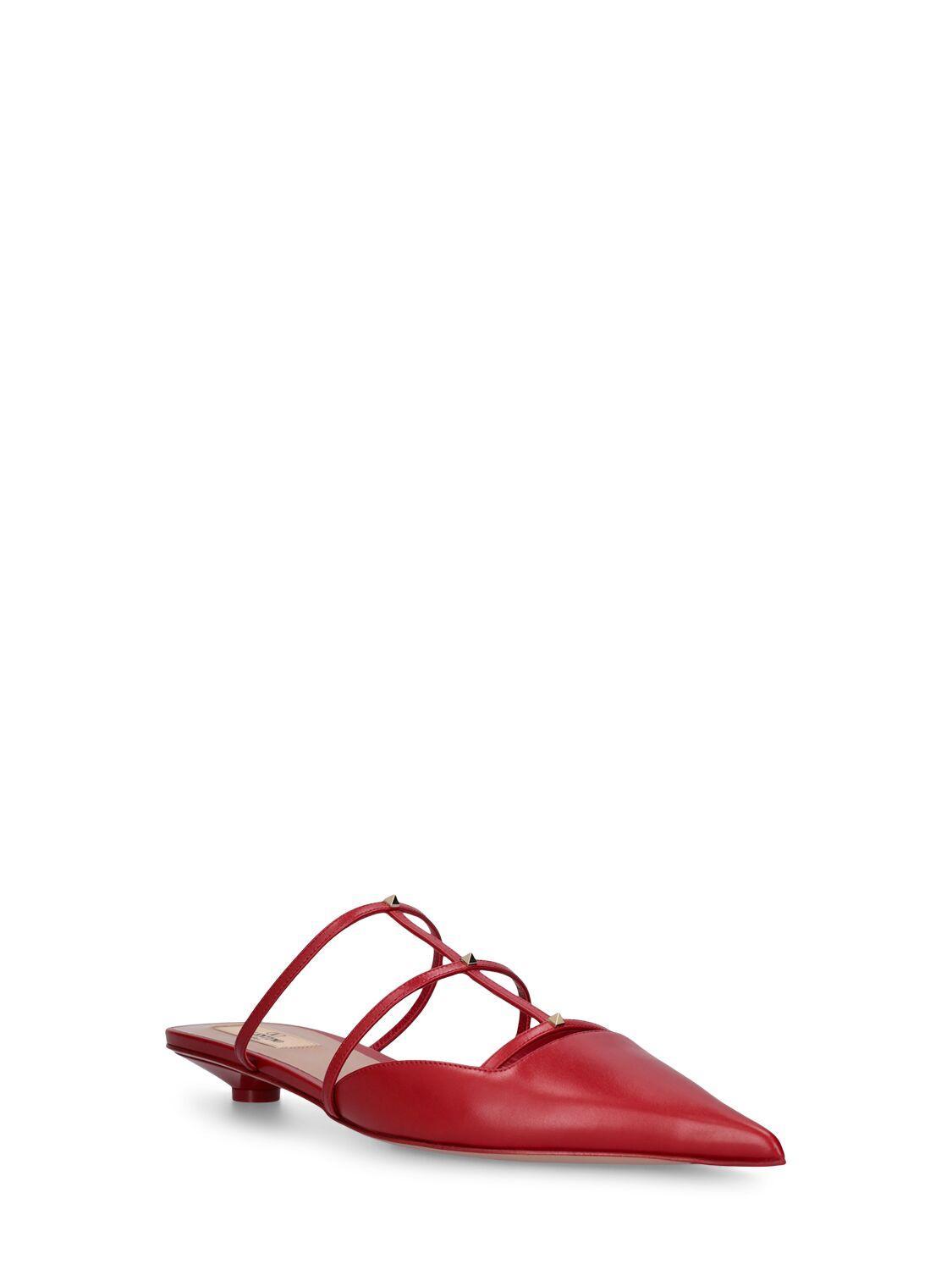 VALENTINO GARAVANI 20mm Rockstud Leather Mules In Red Product Image