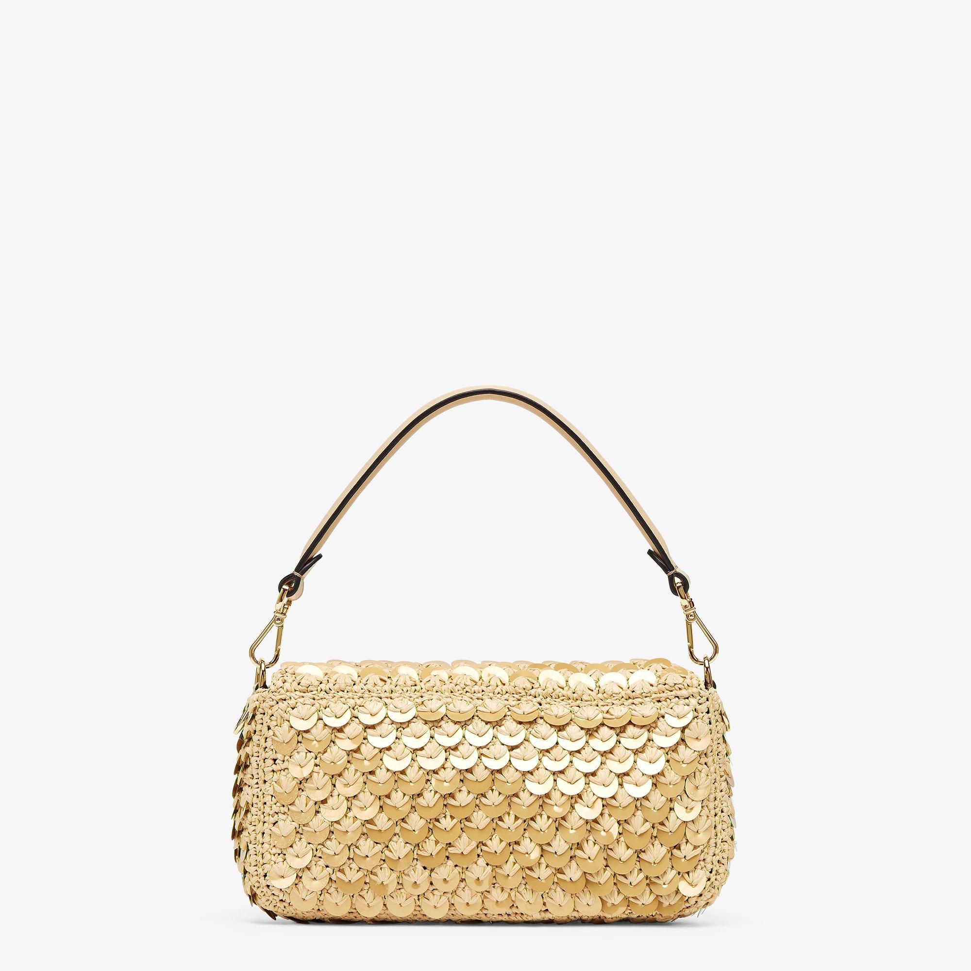 BaguetteRaffia bag with gold sequins Product Image