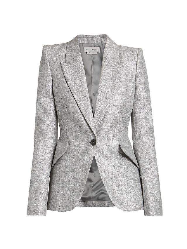 Womens Metallic Single-Breasted Blazer Product Image