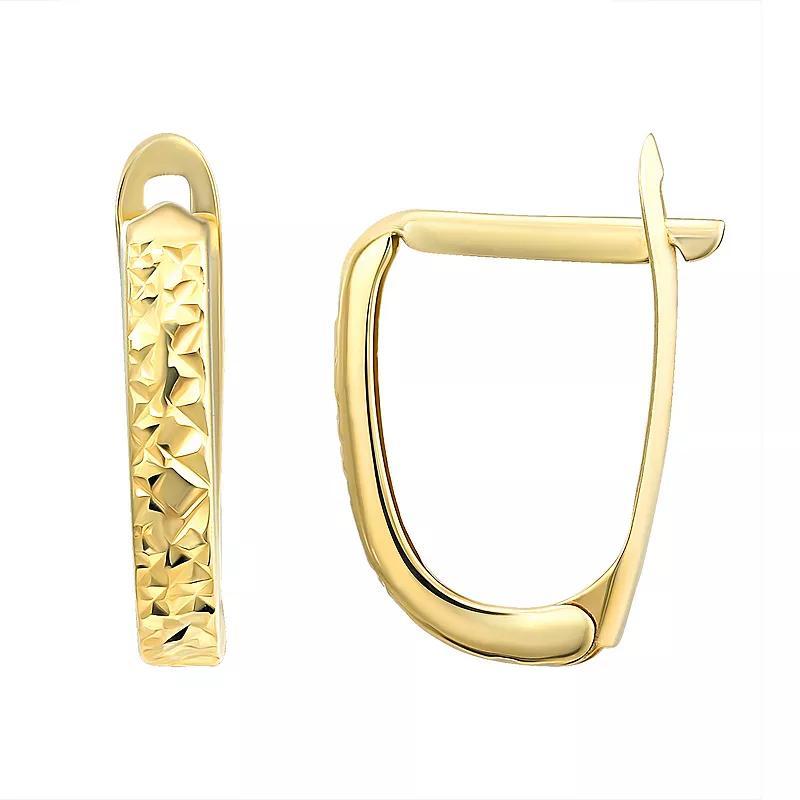 Forever 14K 14k Gold Diamond Cut Oval Huggie Hoop Earrings, Womens Product Image