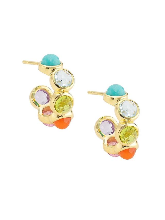 Womens Lollipop 18K Green Gold & Multi-Gemstone Mini Hoop Earrings Product Image