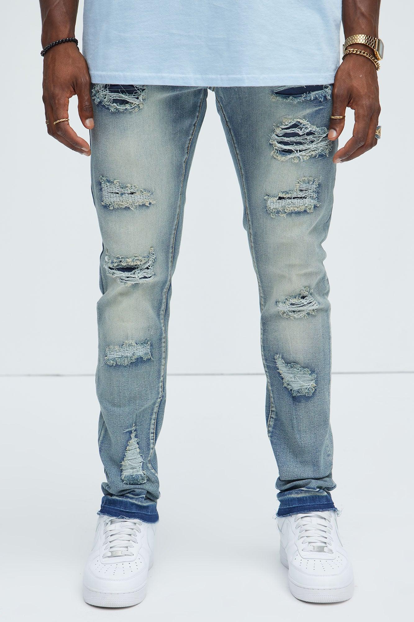 Stand It Ripped Stacked Skinny Jeans - Medium Wash Product Image