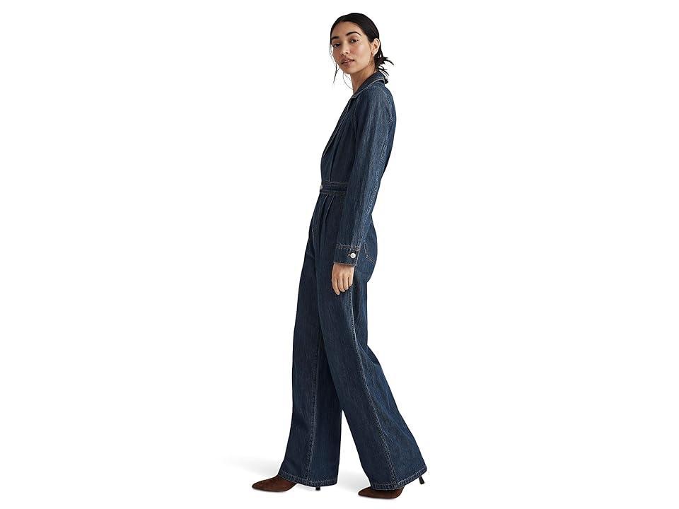 Madewell Long Sleeve Tailored Straight Leg Denim Jumpsuit Product Image