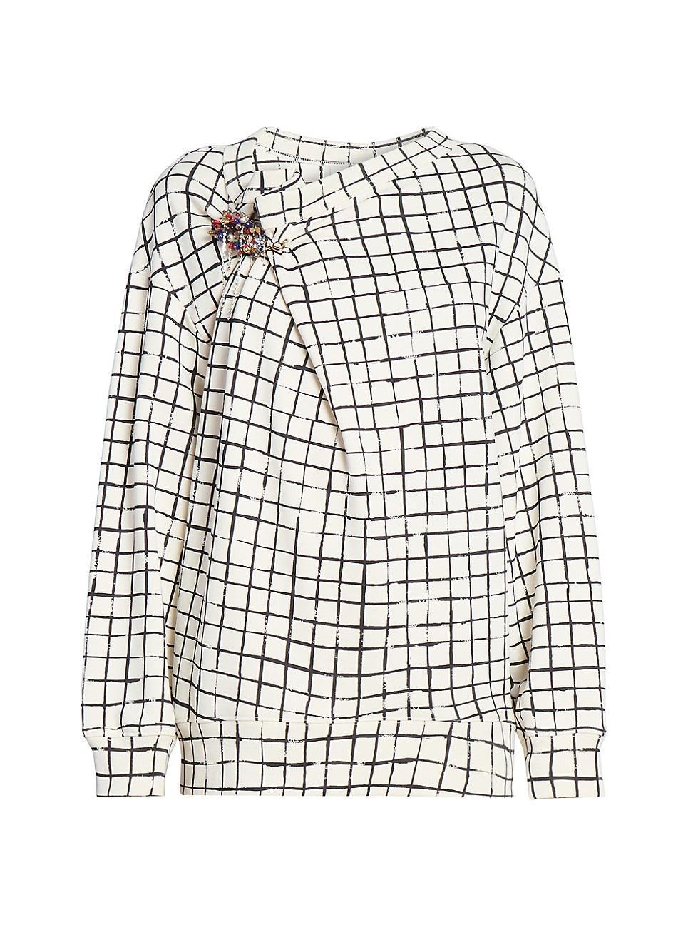 Womens Hatties Grid Cotton Foldover Sweater product image