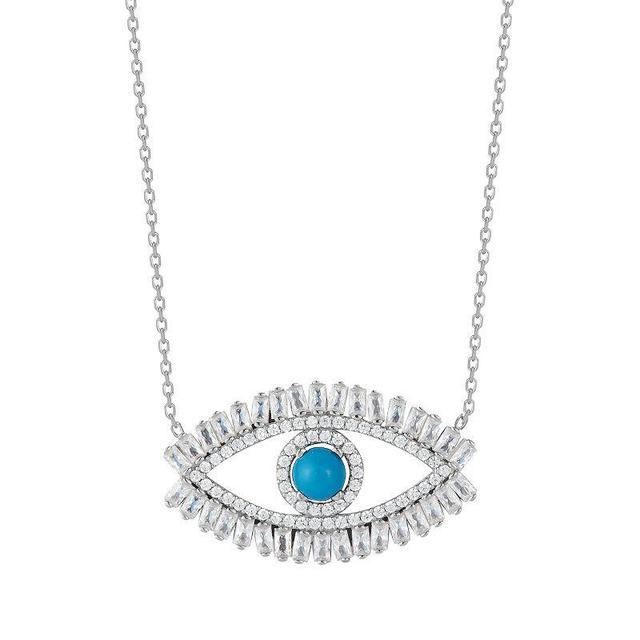 Sunkissed Sterling Cubic Zirconia Open Evil Eye Pendant Necklace, Womens, Silver Tone Product Image