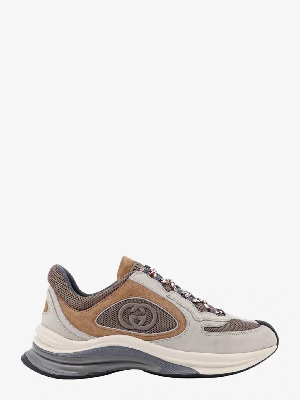 GUCCI Leather Run Sneakers In Grey Product Image