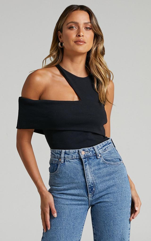 Lilah Top - Asymmetric Cut Out Top in Black Product Image