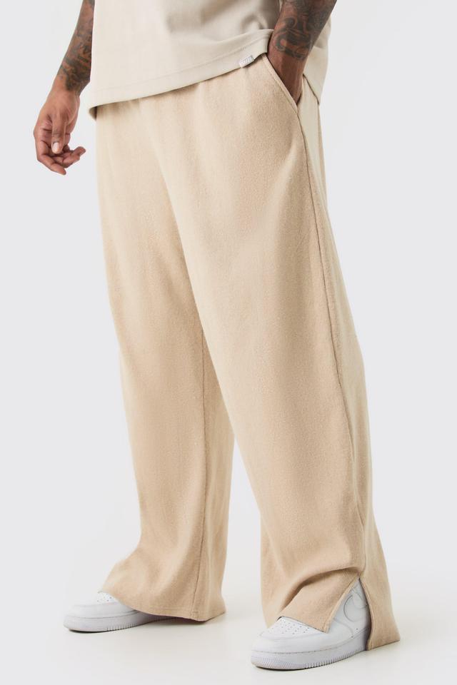 Plus Brushed Rib Ottoman Relaxed Split Hem Jogger | boohooMAN USA Product Image